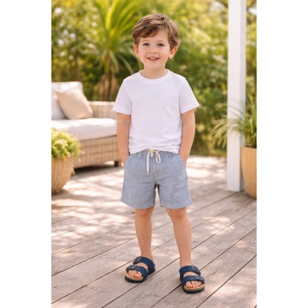 Lucky Brand Blanc Kids Sandals Navy Blue Suede Double Buckle Slides US 1